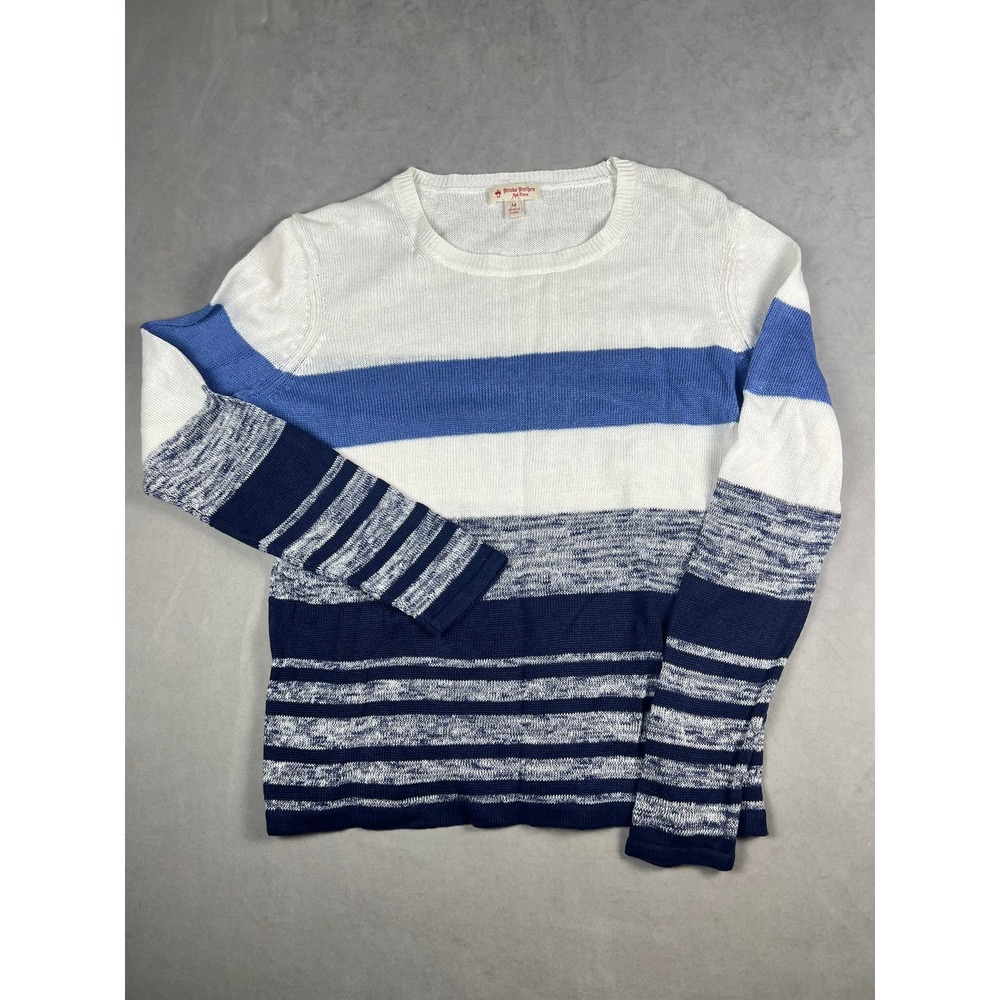 Brooks Brothers Red Fleece Mens Striped Crewneck Sweater Blue White‎ Size M